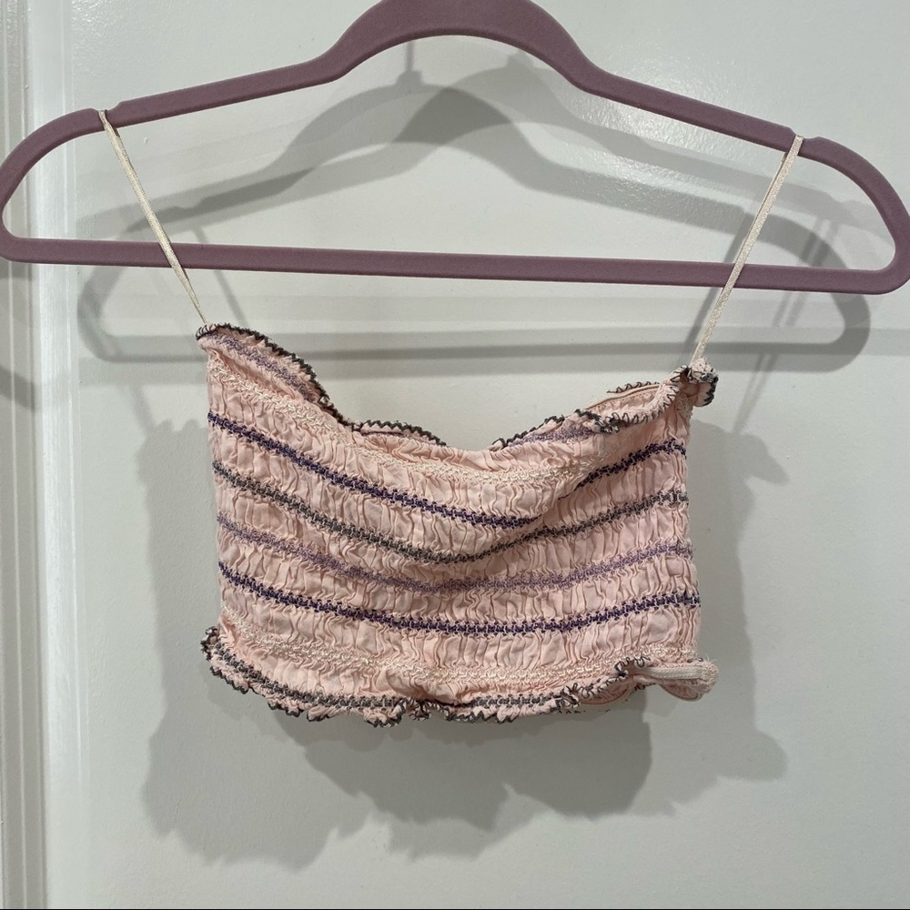 Free People - Ruched Bandeau Top - Pink - Size S